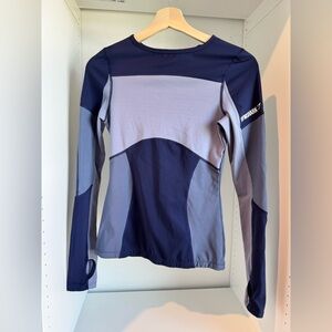 Gymshark Two-Tone Navy & Light Blue Long Sleeve Training Top